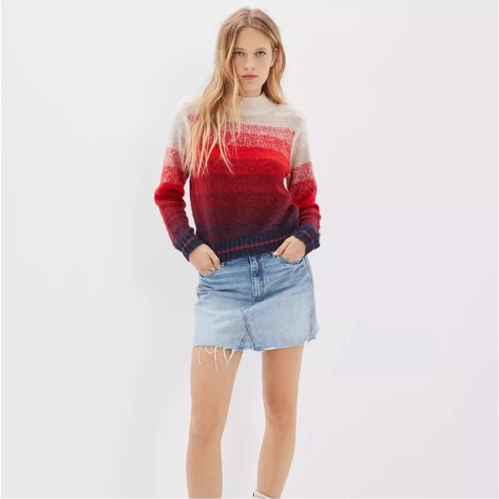 NWT American Eagle aerie AE Ombre Stripe Mock Neck Crop Sweater - Picture 3 of 14